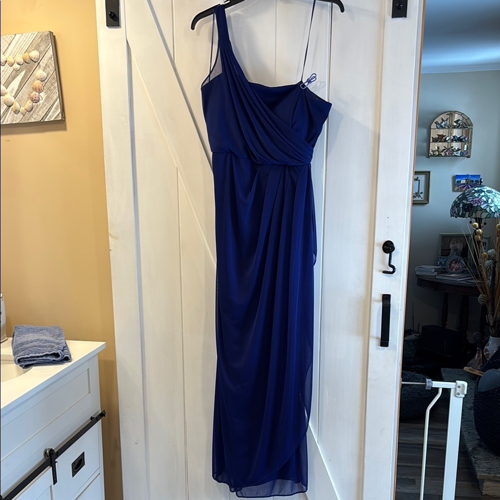 R&M Richard’s Elegant Blue One-Shoulder Dress size 14P